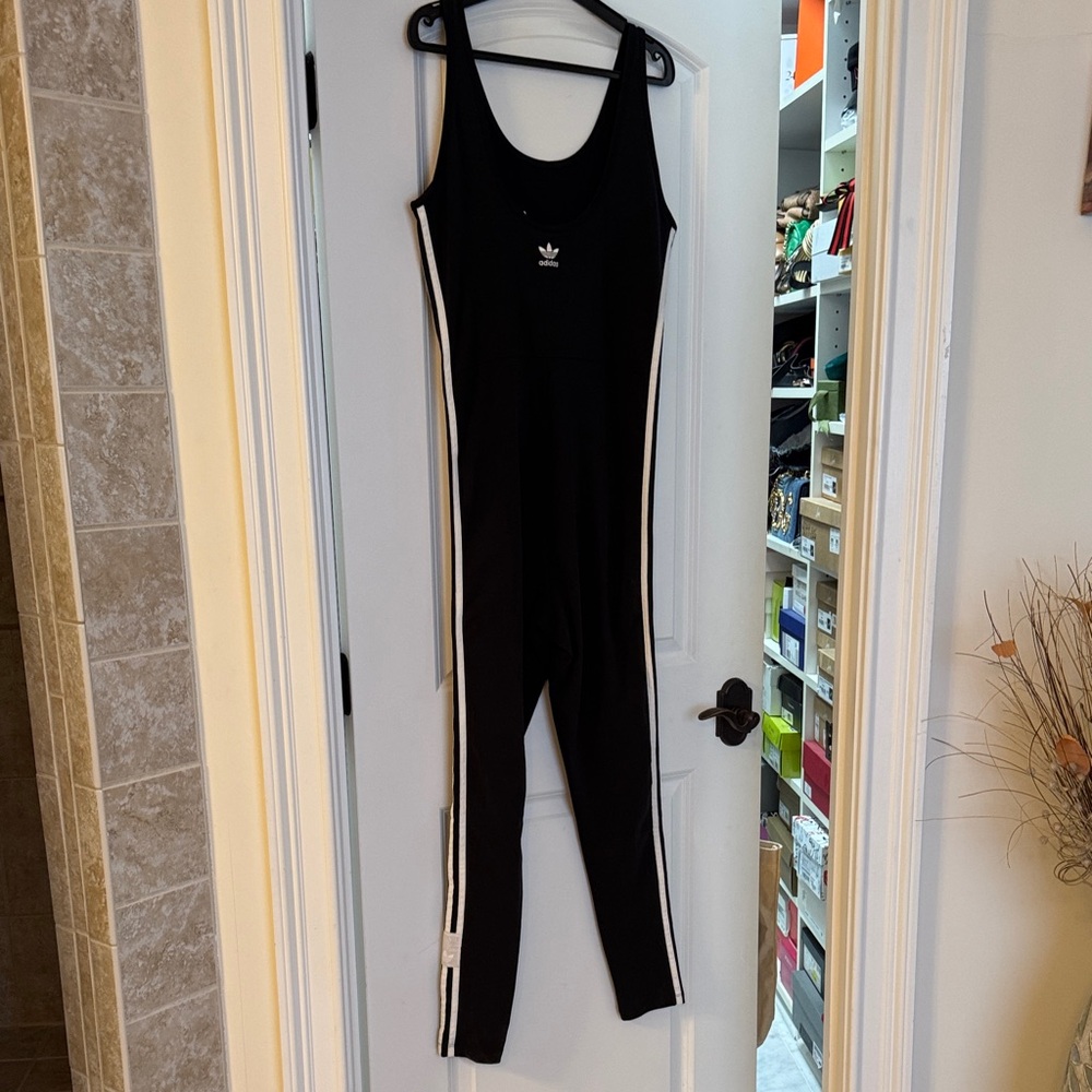 Adidas Black Jumpsuit with White Accents.  Never worn!